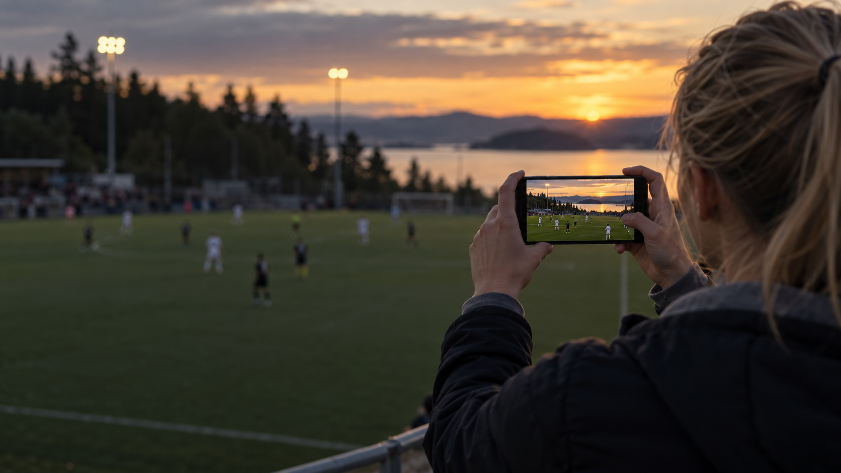 Idrottare filmar med mobilen